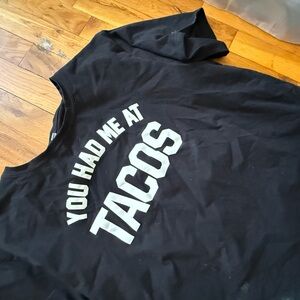 Black Graphic T-Shirt with Taco Print